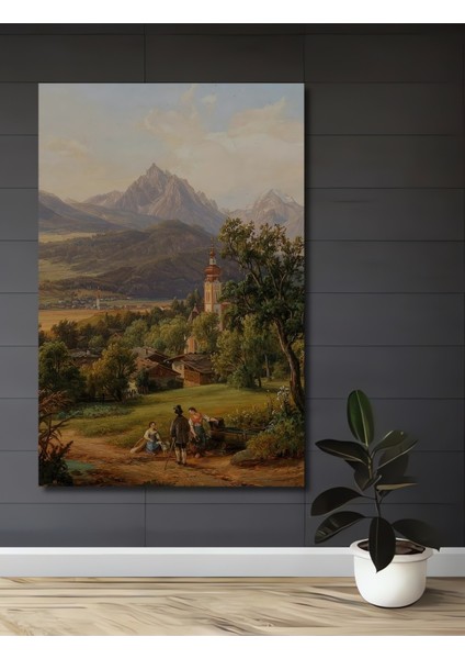 Dağların Eteğinde Manzara Ahşap Mdf Dekoratif Işyeri Duvar Tablo Dikdörtgen Işyeri Duvar Tablo