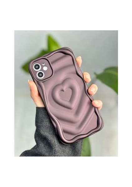 Aksesuar Iphone 12 ile Uyumlu 3D Kabartma Mat Kalp Silikon Kılıf modelleri