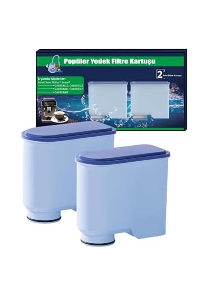 Su Filtresi Kartuşu CA6903/10, CA6903/22 Için Su Filtresi Kartuşu | Kireç Çözme | Kahve Makineleri Için 2'li Paket Değiştirme modelleri