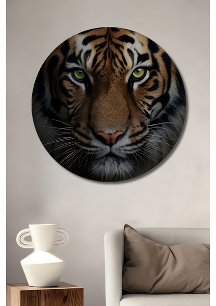 Asil Kaplan Ahşap Mdf Dekoratif Ev/işyeri Duvar Tablo Yuvarlak Ev/işyeri Duvar Tablo