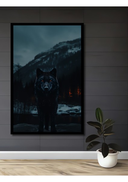 Çerçeve Görünümlü Karanlık Kurt Ahşap Mdf Dekoratif Ev Duvar Tablo Dikdörtgen Ev Duvar Tablo