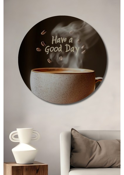 Kahve Temalı Dekoratif Ahşap Mdf Ev/işyeri Duvar Tablo Yuvarlak Ev/işyeri Duvar Tablo