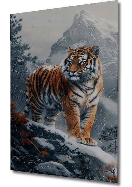 Karlı Dağlarda Kaplan Dekoratif Ahşap Mdf Ev/işyeri Duvar Tablo Dikdörtgen Ev/işyeri Duvar Tablo fiyatları