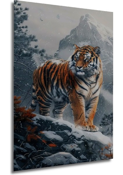 Karlı Dağlarda Kaplan Dekoratif Ahşap Mdf Ev/işyeri Duvar Tablo Dikdörtgen Ev/işyeri Duvar Tablo modelleri