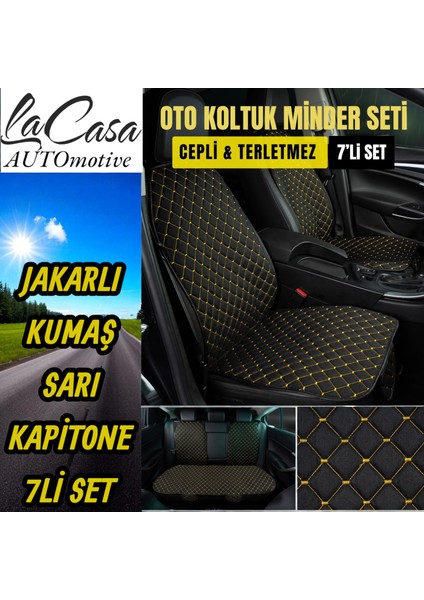 Lacasa Automotive Terletmez,ergonomik,ortopedik,cepli Kaymaz Jakar Oto Kılıf-Minder (7parça Set)