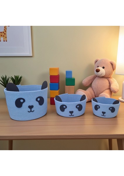 3'lü Panda Sepet Seti - Oyuncak & Düzenleme Sepeti - Organizer - Bebek Hediyesi modelleri