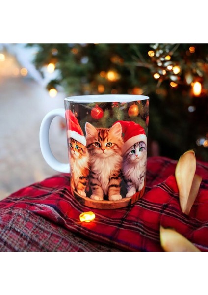 Yılbaşı Temalı Kedili Kupa – Sevimli Kedilerle Hediyelik Tasarım Kupa Bardak fiyatları