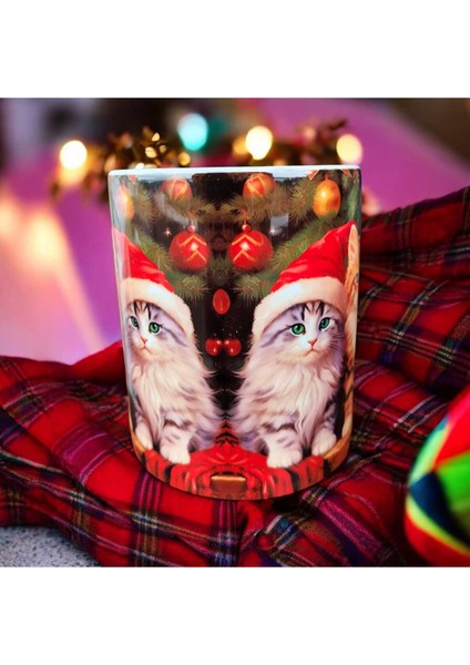 Yılbaşı Temalı Kedili Kupa – Sevimli Kedilerle Hediyelik Tasarım Kupa Bardak modelleri