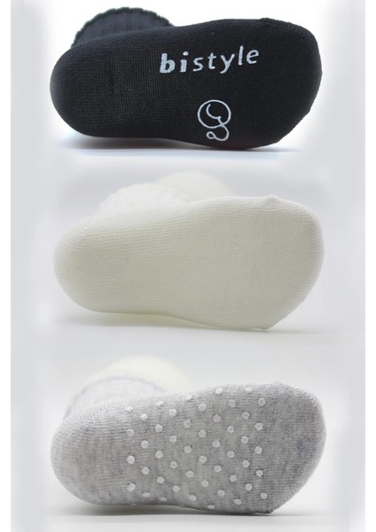 Kaymaz Penye Soket Çorap 3'lü Siyah Ekru Gri modelleri