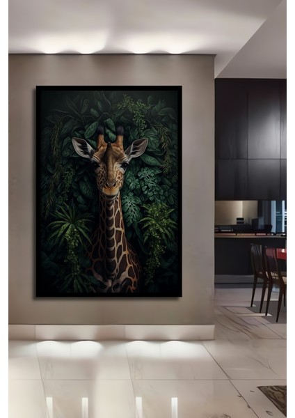 Çerçeve Görünümlü Zürafa Ormanı Dekoratif Ahşap Mdf Ev Duvar Tablo Dikdörtgen Ev Duvar Tablo