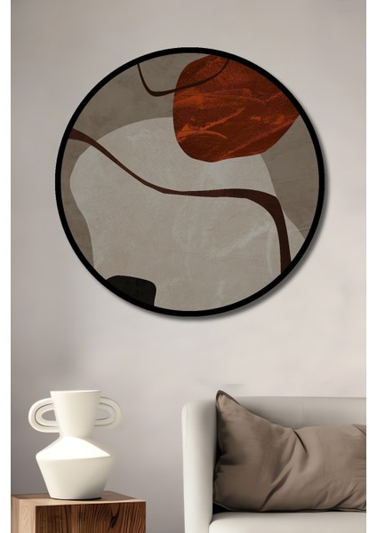 Çerçeve Görünümlü Soyut Sanat Dekoratif Ahşap Mdf Işyeri Duvar Tablo Yuvarlak Işyeri Duvar Tablo