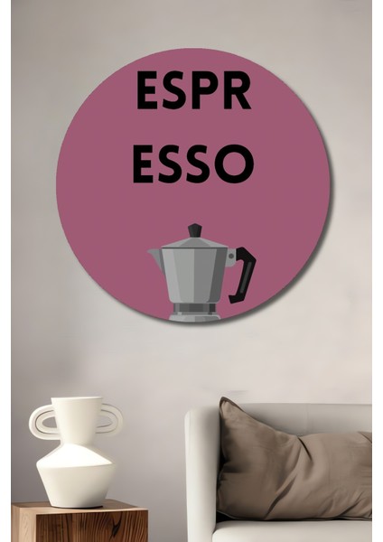 Espresso Tasarımlı Ahşap Mdf Dekoratif Ev/işyeri Duvar Tablo Yuvarlak Ev/işyeri Duvar Tablo