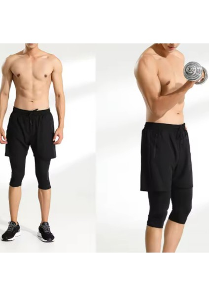 2'li Siyah Beyaz 3/4 Basketbol Taytı-3/4 Fitness Taytı-3/4 Spor & Koşu Taytı fiyatları