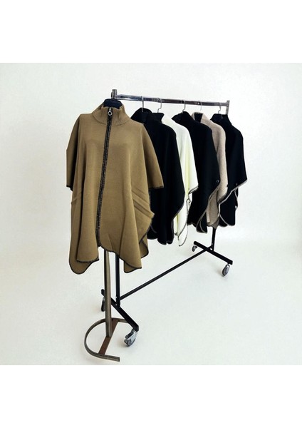 Akmoda Kalın Kışlık Triko Uzun Panço