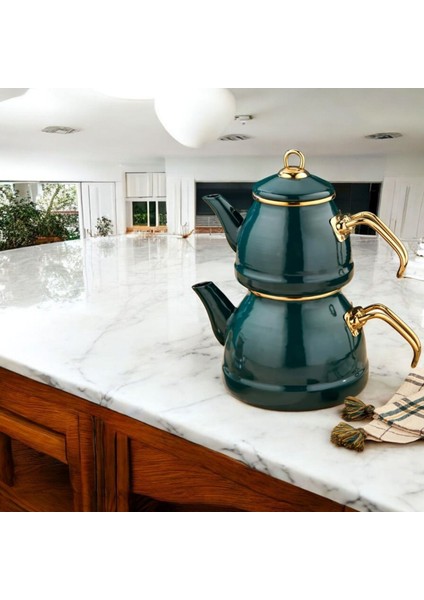 Emaye 3 Parça Paslanmaz Çelik Emaye Çaydanlık - Krem fiyatları