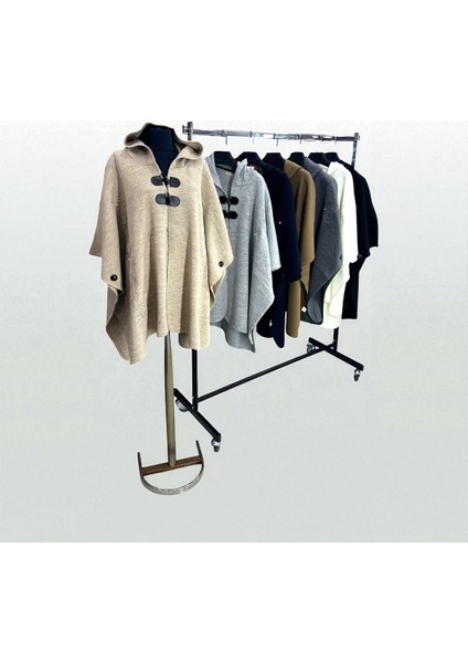 Akmoda Kalın Kışlık Triko Uzun Panço