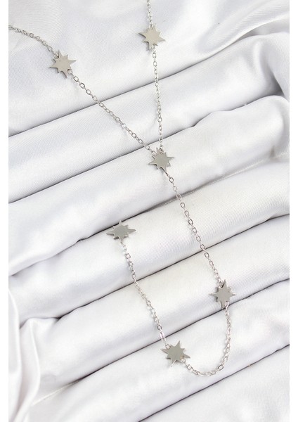 316L Çelik Kutup Yıldızı Figürlü Y Model Gümüş Renk Kadın Kolye