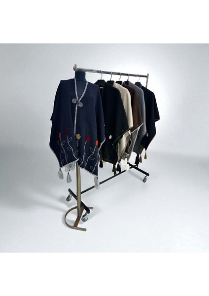 Akmoda Kalın Kışlık Triko Uzun Panço