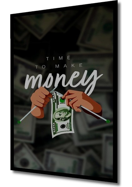 Çerçeve Görünümlü Para Kazanma Zamanı Ahşap Mdf Dekoratif Ev Duvar Tablo Dikdörtgen Ev Duvar Tablo fiyatları