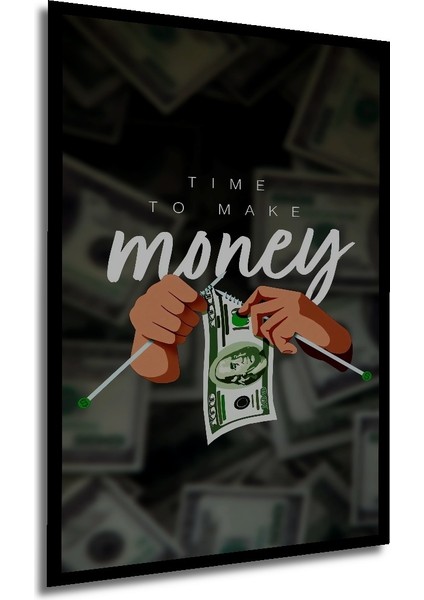 Çerçeve Görünümlü Para Kazanma Zamanı Ahşap Mdf Dekoratif Ev Duvar Tablo Dikdörtgen Ev Duvar Tablo modelleri