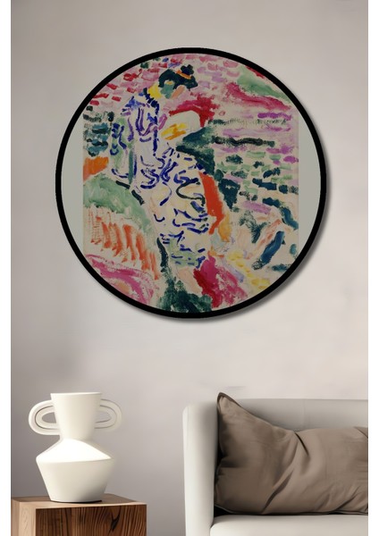 Çerçeve Görünümlü Matisse Soyut Sanat Dekoratif Ahşap Mdf Ev Duvar Tablo Yuvarlak Ev Duvar Tablo