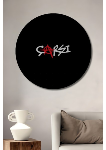 Çerçeve Görünümlü Çarşı Anarşi Sembollü Dekoratif Ahşap Mdf Ev Duvar Tablo Yuvarlak Ev Duvar Tablo