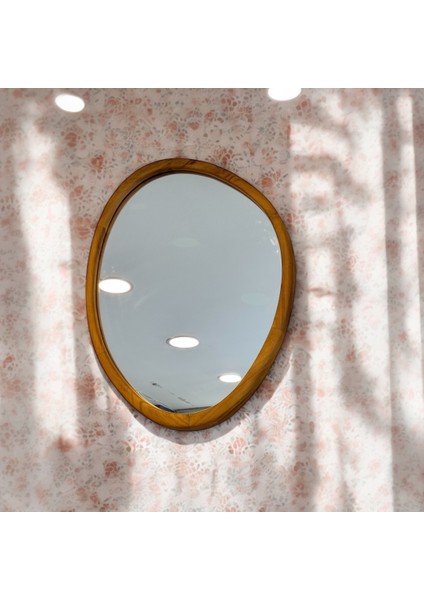 Masif Ahşap El Işçiliği Duvar Aynası – 62X82 cm (Bali El Yapımı Doğal Çerçeve)