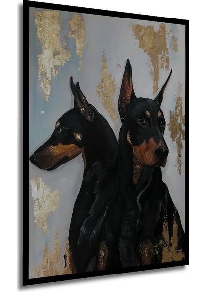 Çerçeve Görünümlü Doberman Asaleti Dekoratif Ahşap Mdf Ev Duvar Tablo Dikdörtgen Ev Duvar Tablo modelleri