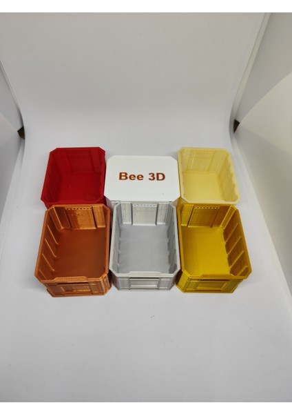 Bee3D Bee 3D 4 adet Kapaklı Mini Saklama kabı farklı renklerde 4 adet mini sandık Hobi saklama kabı