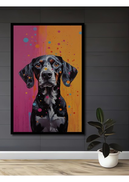 Çerçeve Görünümlü Renkli Köpek Dekoratif Ahşap Mdf Ev Duvar Tablo Dikdörtgen Ev Duvar Tablo