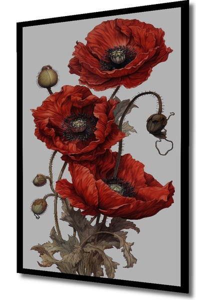 Çerçeve Görünümlü Zarif Gelincikler Dekoratif Ahşap Mdf Ev Duvar Tablo Dikdörtgen Ev Duvar Tablo fiyatları