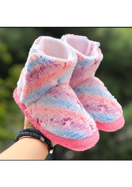 Kız Çocuk Panduf Hologram Yıldız Desenli Cırtlı Kaydırmaz Taban Anaokulu Kreş Ev Ayakkabısı