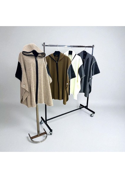 Akmoda Kalın Kışlık Triko Uzun Panço