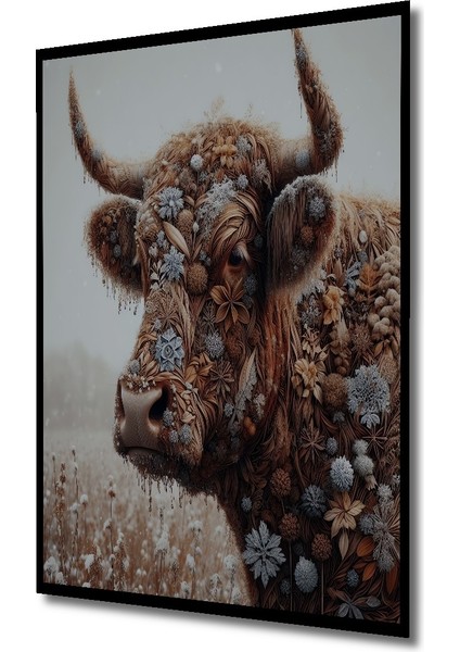 Çerçeve Görünümlü Çiçekli Boğa Dekoratif Ahşap Mdf Ev Duvar Tablo Dikdörtgen Ev Duvar Tablo fiyatları