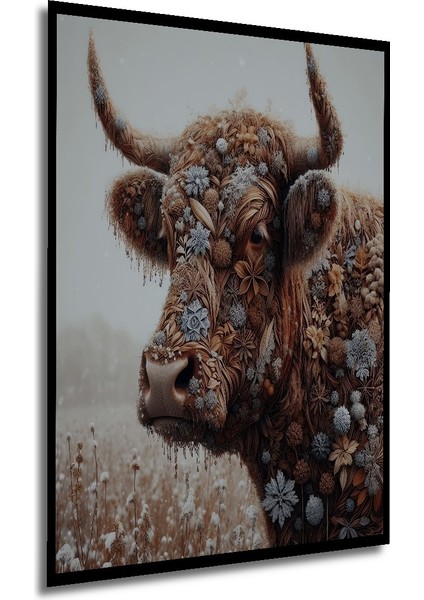 Çerçeve Görünümlü Çiçekli Boğa Dekoratif Ahşap Mdf Ev Duvar Tablo Dikdörtgen Ev Duvar Tablo modelleri