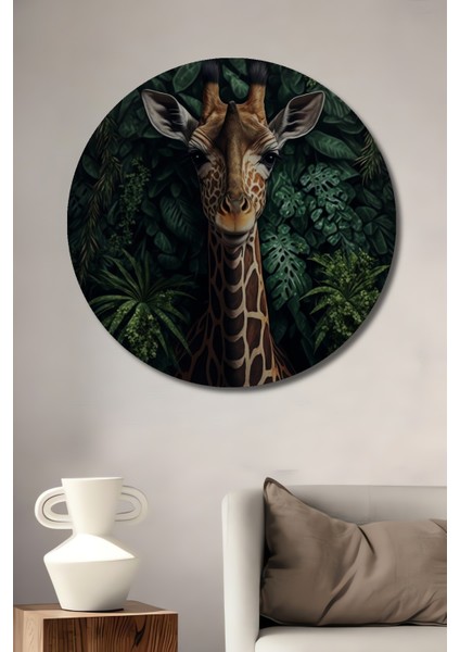 Zürafa Ormanı Dekoratif Ahşap Mdf Ev/işyeri Duvar Tablo Yuvarlak Ev/işyeri Duvar Tablo
