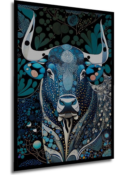 Çerçeve Görünümlü Mavi Boğa Soyut Dekoratif Ahşap Mdf Ev Duvar Tablo Dikdörtgen Ev Duvar Tablo modelleri