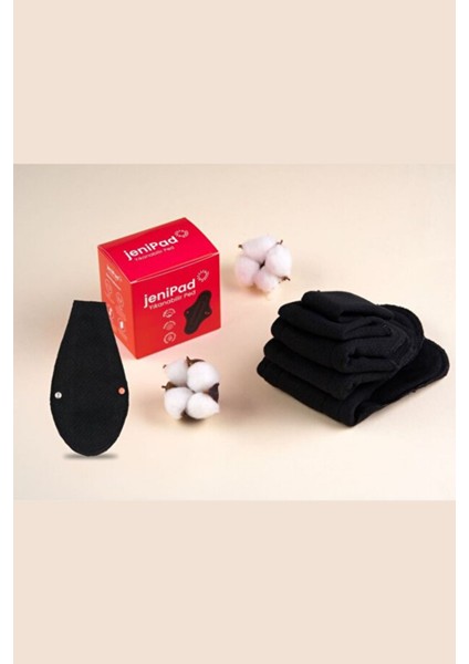 Pamuk Yıkanabilir Sızdırmaz Siyah Kadın Pedi Tanga 6 Adet