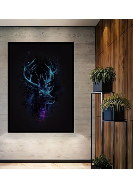 Çerçeve Görünümlü Gızemlı Geyik Dekoratif Ahşap Mdf Ev Duvar Tablo Dikdörtgen Ev Duvar Tablo