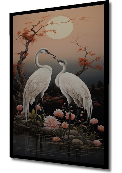 Çerçeve Görünümlü Zarafetle Dans Eden Turnalar Dekoratif Ahşap Mdf Tablo Dikdörtgen Tablo fiyatları