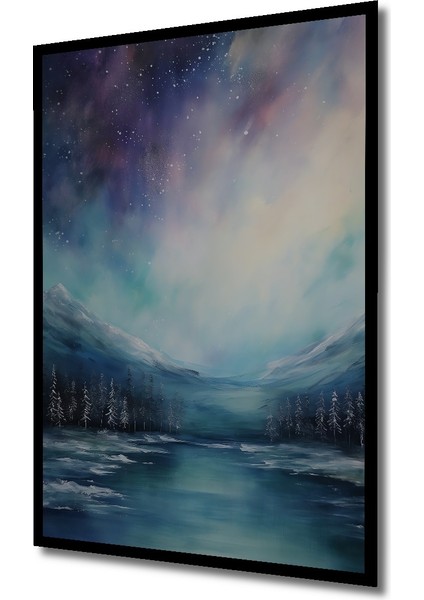 Çerçeve Görünümlü Kuzey Işıkları Ahşap Mdf Dekoratif Ev Duvar Tablo Dikdörtgen Ev Duvar Tablo fiyatları