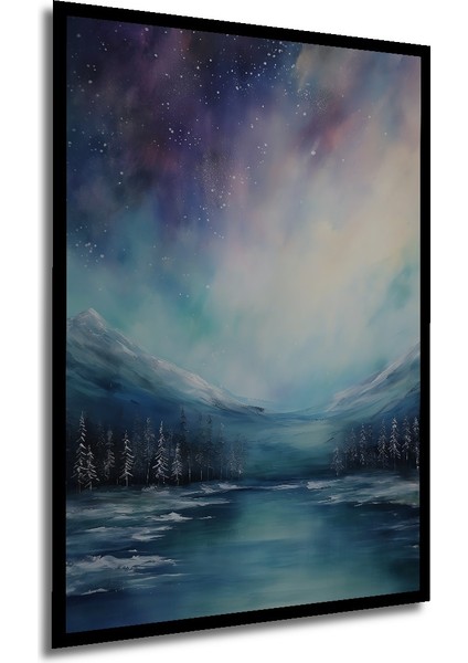 Çerçeve Görünümlü Kuzey Işıkları Ahşap Mdf Dekoratif Ev Duvar Tablo Dikdörtgen Ev Duvar Tablo modelleri