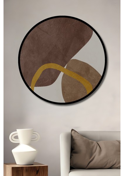 Çerçeve Görünümlü Modern Soyut Sanat Ahşap Mdf Dekoratif Ev Duvar Tablo Yuvarlak Ev Duvar Tablo