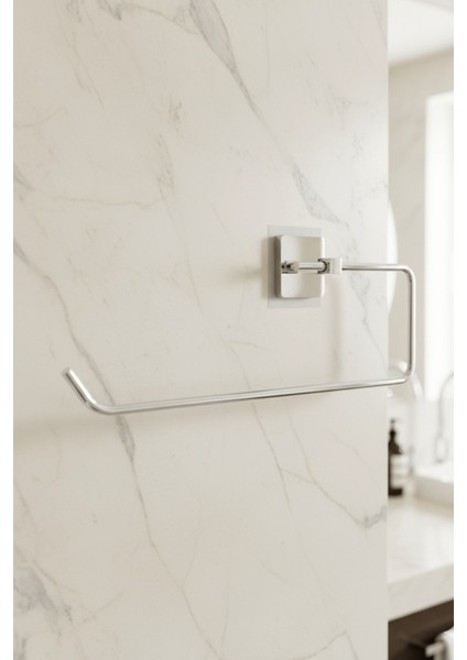 Krom Kare Topuzlu Solo Havluluk (Yapıştır/vidala) Montajlı Metal Havlu Askısı, Şık & Dayanıklı - (K-110) - Ktk modelleri
