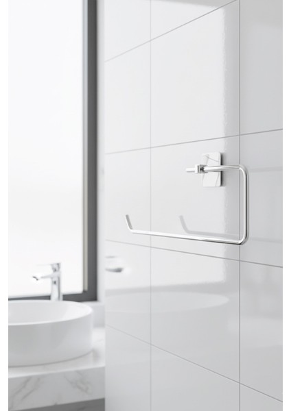 Krom Kare Topuzlu Solo Havluluk (Yapıştır/vidala) Montajlı Metal Havlu Askısı, Şık & Dayanıklı - (K-110) - Ktk fırsatları