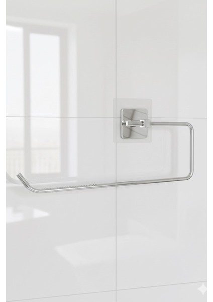 Krom Kare Topuzlu Solo Havluluk (Yapıştır/vidala) Montajlı Metal Havlu Askısı, Şık & Dayanıklı - (K-110) - Ktk indirimleri