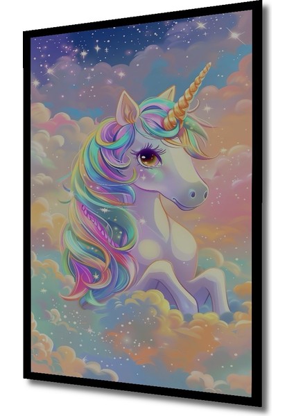 Çerçeve Görünümlü Gökkuşağı Unicorn Dekoratif Ahşap Mdf Ev Duvar Tablo Dikdörtgen Ev Duvar Tablo fiyatları