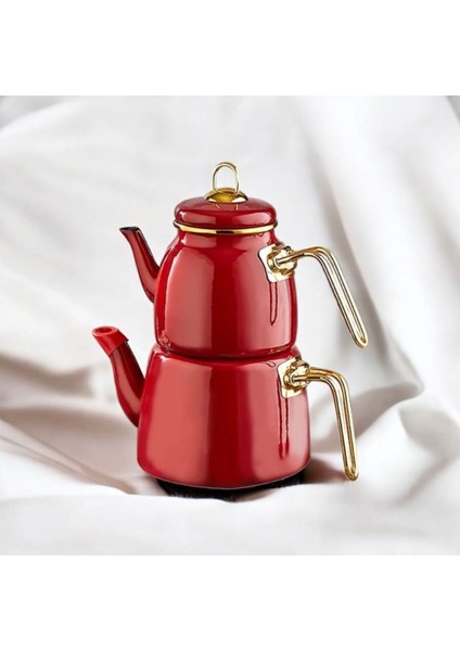 Emaye 3 Parça Paslanmaz Çelik Emaye Çaydanlık - Krem modelleri