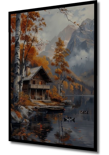 Çerçeve Görünümlü Sonbahar Göl Ev Dekoratif Ahşap Mdf Ev Duvar Tablo Dikdörtgen Ev Duvar Tablo fiyatları