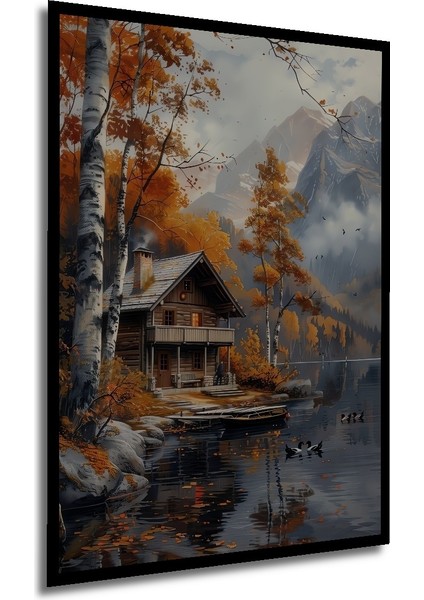 Çerçeve Görünümlü Sonbahar Göl Ev Dekoratif Ahşap Mdf Ev Duvar Tablo Dikdörtgen Ev Duvar Tablo modelleri
